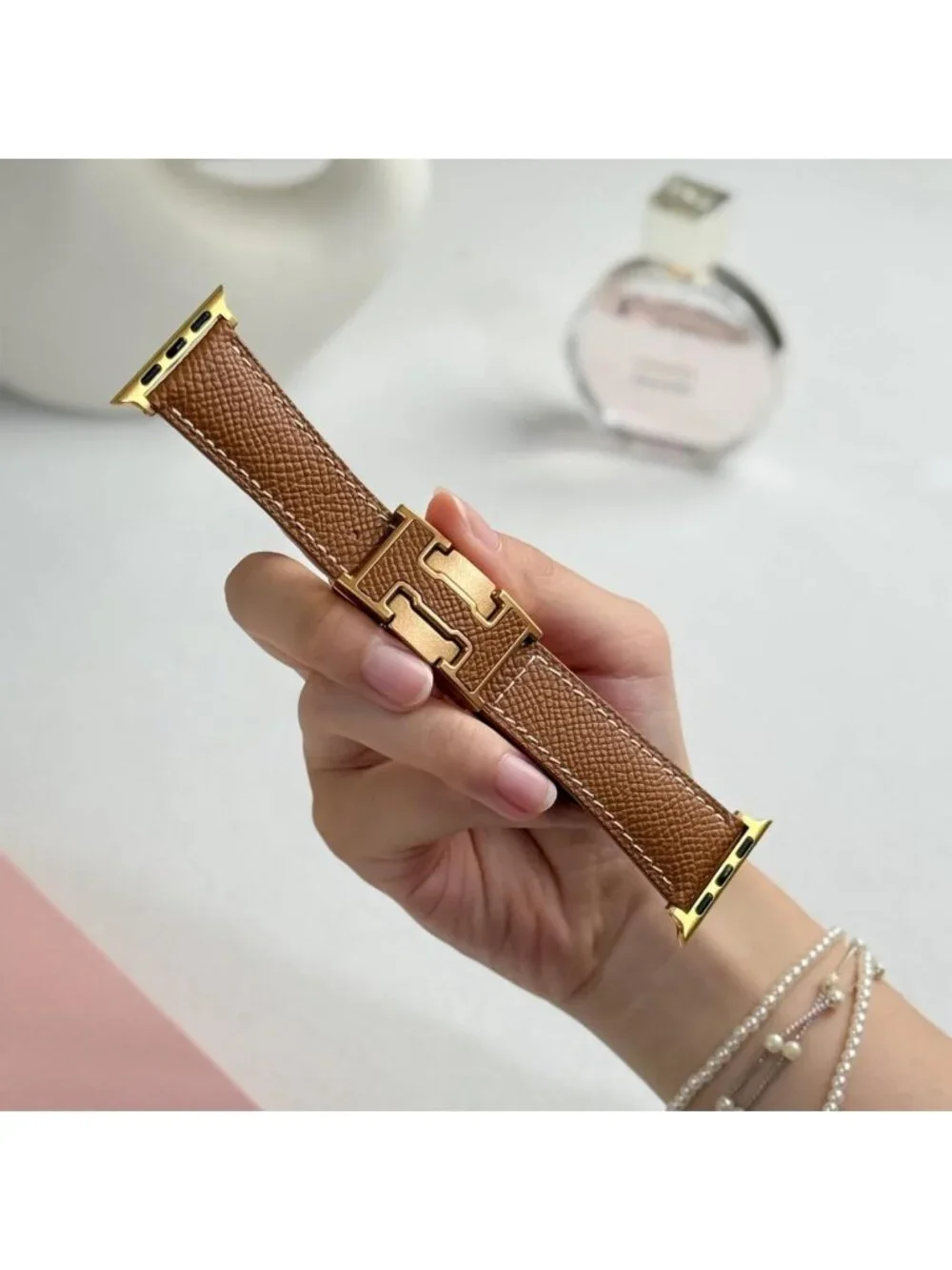 Stylish Genuine Leather Apple Watch Band for Women | H Buckle, Compatible